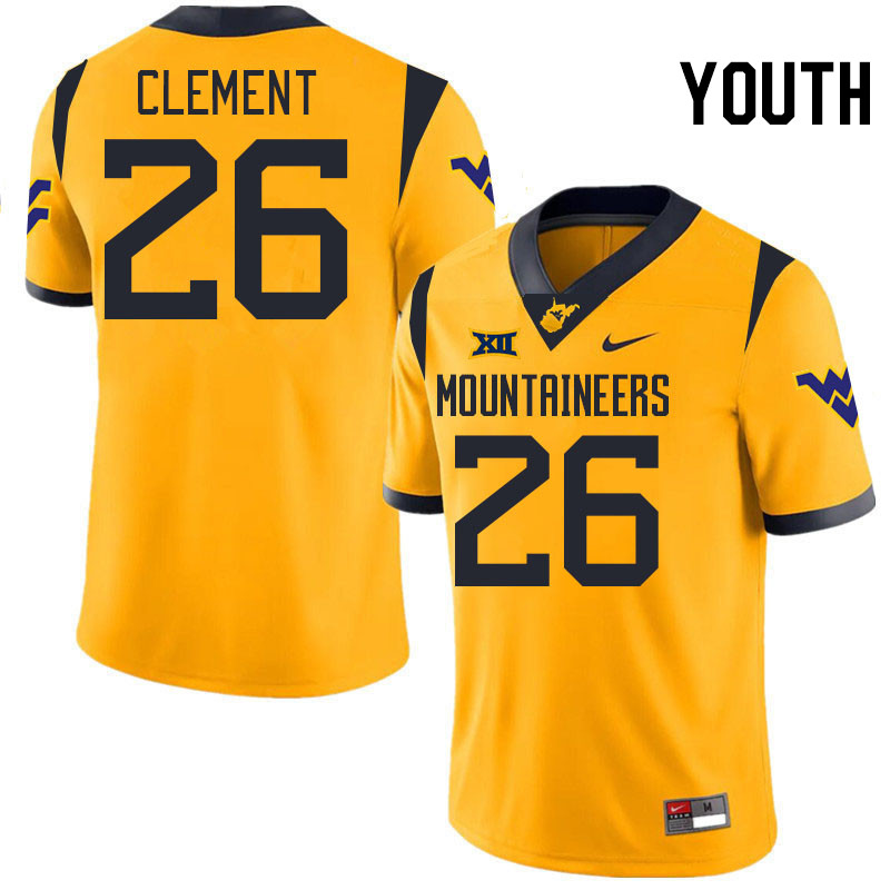 Youth #26 Murphy Clement West Virginia Mountaineers College 2024 New Uniforms Football Jerseys Stitc